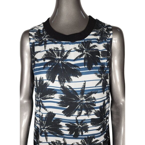L'Agence Blue Tropical Maxi Beach Dress XS Palm Slits Sleeveless Extra Small - Picture 4 of 7